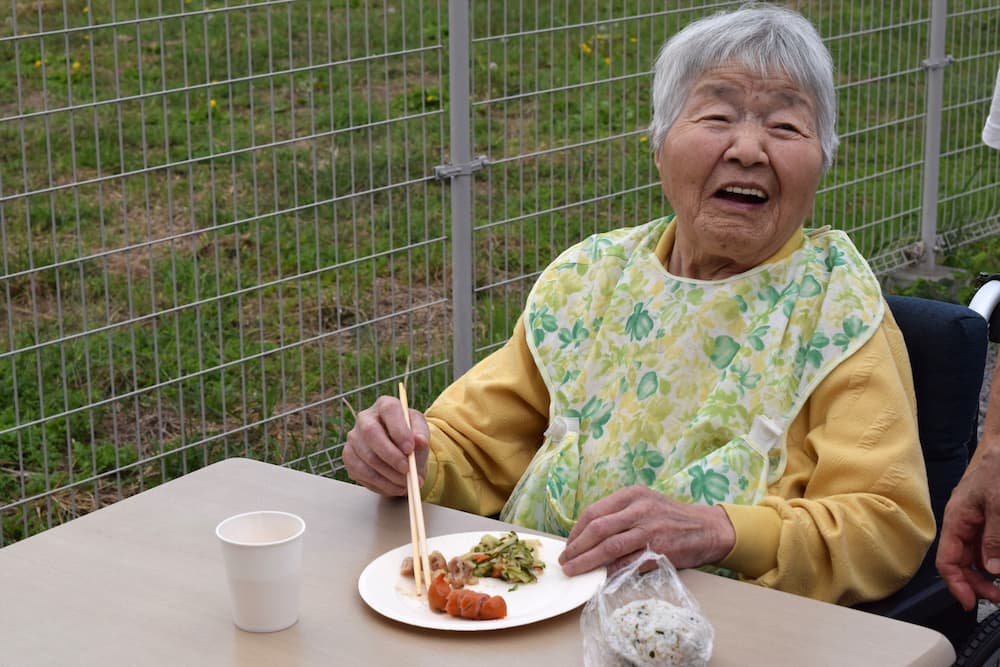 満面の笑みの利用者さん。